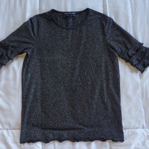NWOT The Fifth Label Glitter Black 3/4 Sleeve Top Women's S